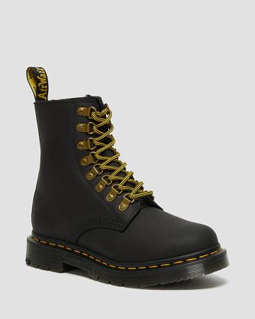 Dr Martens 1460 Pascal DM's Wintergrip Læder Snørestøvler Dame Sort | DK 185PJJ